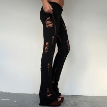 Hollow and perforated knitted pants