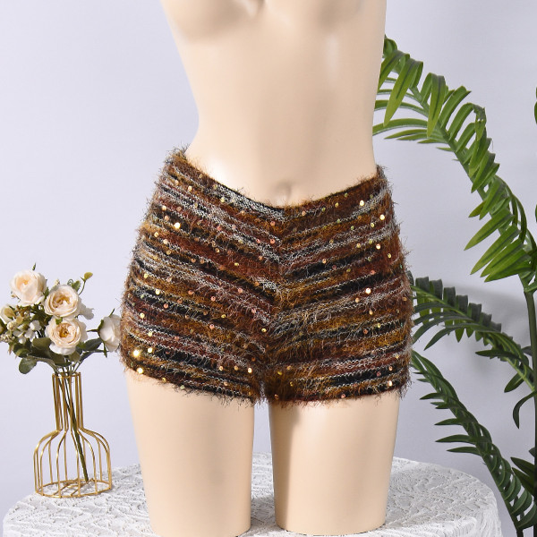 Stretch elastic waist bead shorts