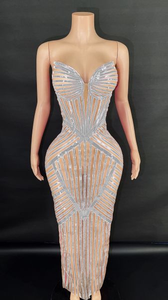Crystal half-transparent dress