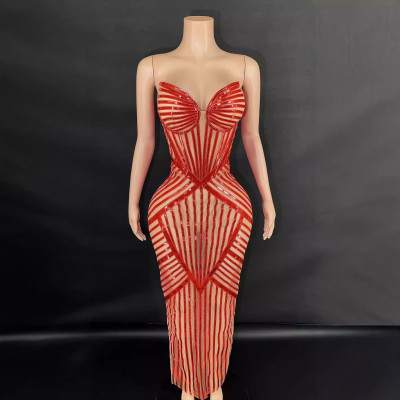 Crystal half-transparent dress