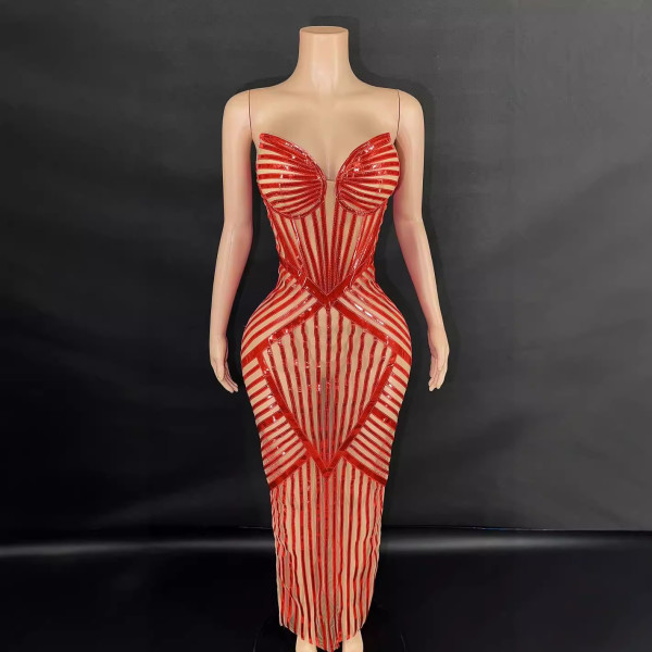 Crystal half-transparent dress
