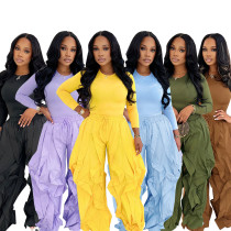 Wide leg patchwork lace pants set