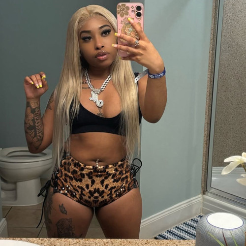 Leopard glitter corns tie rope tight shorts