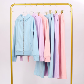 Yoga clothes, women's running and fitness clothes, gold zipper slim fit hoodie and pants set