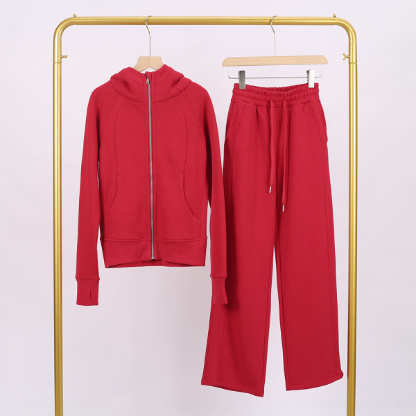 Yoga clothes, women's running and fitness clothes, gold zipper slim fit hoodie and pants set