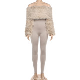 Plush patchwork high waisted jumpsuit