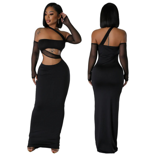 Perspective mesh patchwork dress