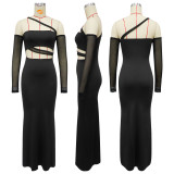 Perspective mesh patchwork dress