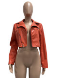 Zipper Multi Pocket PU Leather Top
