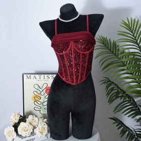 Waist sequin fishbone buckle irregular shapewear