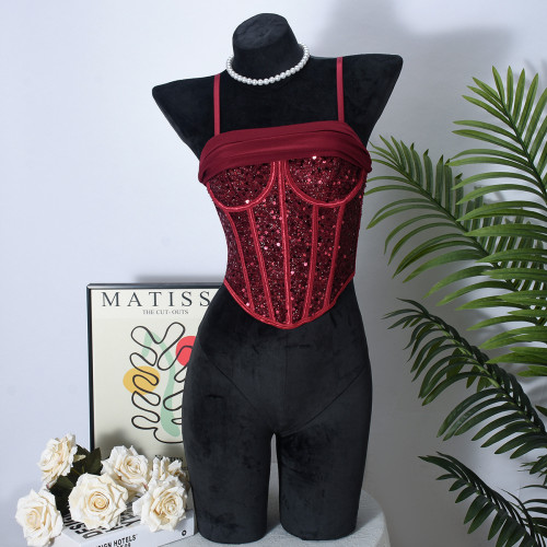 Waist sequin fishbone buckle irregular shapewear