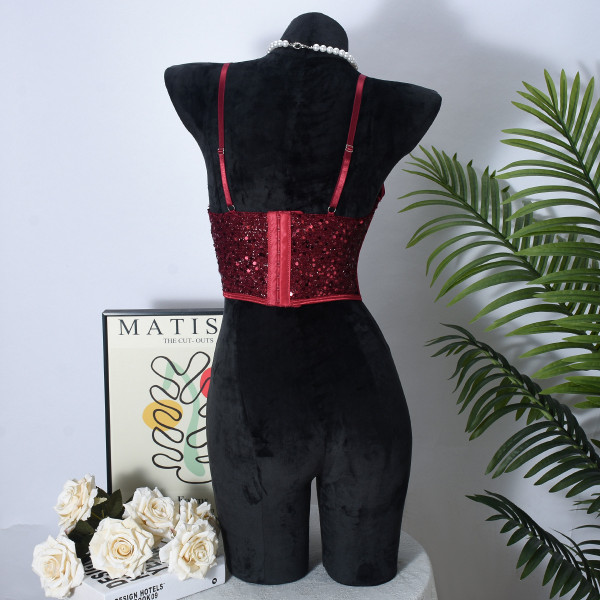 Waist sequin fishbone buckle irregular shapewear