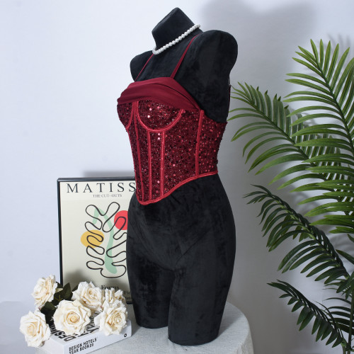 Waist sequin fishbone buckle irregular shapewear