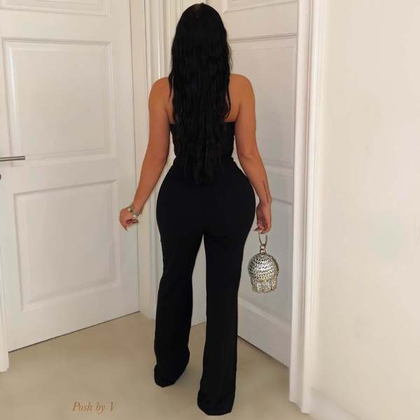 Line splicing sleeveless sports fitness jumpsuit