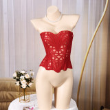 Hollow fishbone strap corset