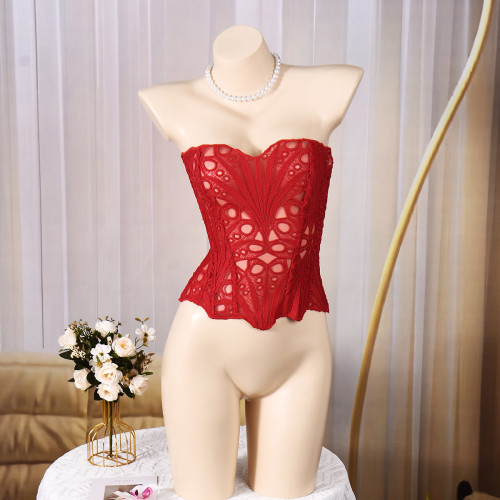 Hollow fishbone strap corset