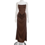Strapless waist cinching jumpsuit long skirt