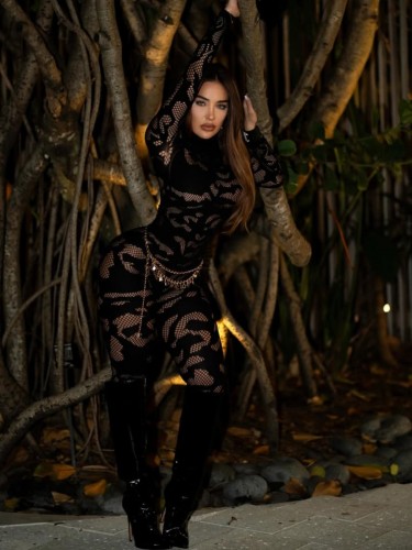 Long-sleeved patterned uniform hollow-out high-waisted seamless knitted jumpsuit