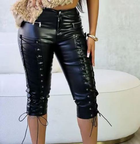 Strapped leather pants