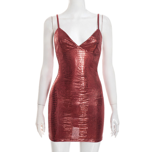 Gold-foiled strapless tight-fitting one-piece short skirt