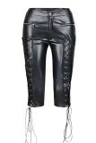 Strapped leather pants