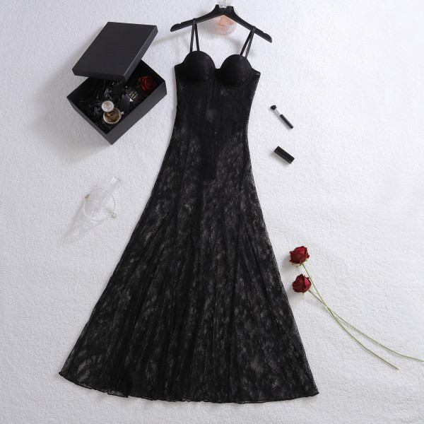 Lace see-through camisole dress