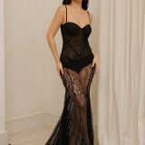 Lace see-through camisole dress