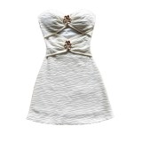 Hollow-out metal decorative camisole and hip-hugging skirt