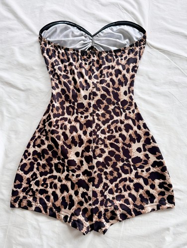Leopard-print one-piece swimsuit, beach bikini swimsuit