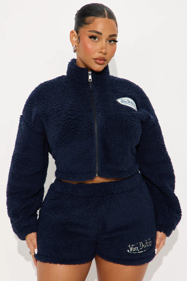 Thickened coral flannel flange long-sleeved shorts set