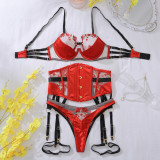 Embroidery fitted waist and tummy control underwear separable set