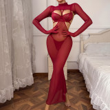 Backless halter mermaid party dress with body-shaping underwear and separable set