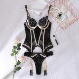 Perspective lace-up body-shaping adjustable underwear set