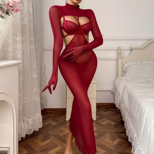 Backless halter mermaid party dress with body-shaping underwear and separable set