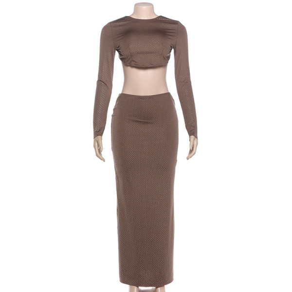 Hot-fix rhinestone tight-fitting backless dress
