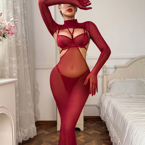 Backless halter mermaid party dress with body-shaping underwear and separable set