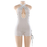 Sleeveless halter-neck tight jumpsuit