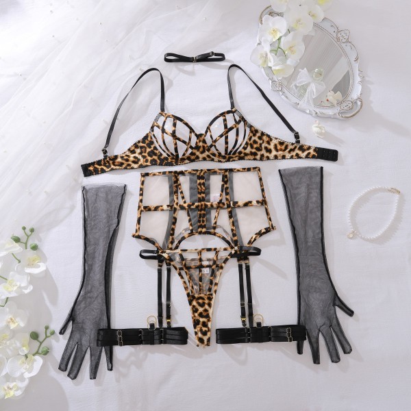Mesh see-through body-shaping split adjustable underwear set