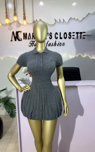 Fried Dough Twists pattern short sleeve knitting dress