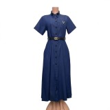 Short sleeved oversized denim dress