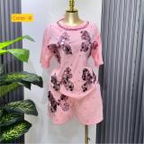 Butterfly studded diamond short sleeved T-shirt top+elastic waist wide leg shorts two-piece set