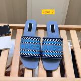 Color blocked flat one character slippers embroidered with letters, cool slippers