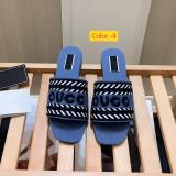 Color blocked flat one character slippers embroidered with letters, cool slippers