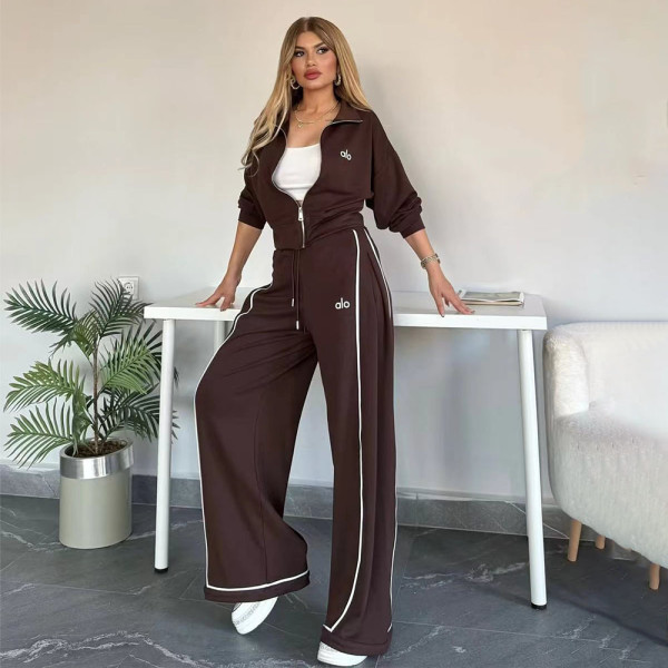 Embroidered Wide Leg Two Piece Set