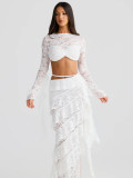 Lace ribbon skirt set