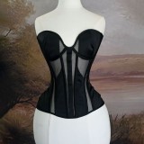 Mesh thin style perspective fun fish bone shapewear strapless