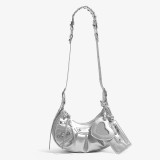 Fashionable Trendy Motorcycle Bag Underarm Bag Riveted Tassel High Grade Wrinkled Bag Single Shoulder Cross Shoulder Women's Bag