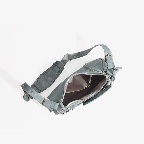 Fashionable Trendy Motorcycle Bag Underarm Bag Riveted Tassel High Grade Wrinkled Bag Single Shoulder Cross Shoulder Women's Bag