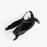 Fashionable Trendy Motorcycle Bag Underarm Bag Riveted Tassel High Grade Wrinkled Bag Single Shoulder Cross Shoulder Women's Bag