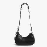 Fashionable Trendy Motorcycle Bag Underarm Bag Riveted Tassel High Grade Wrinkled Bag Single Shoulder Cross Shoulder Women's Bag